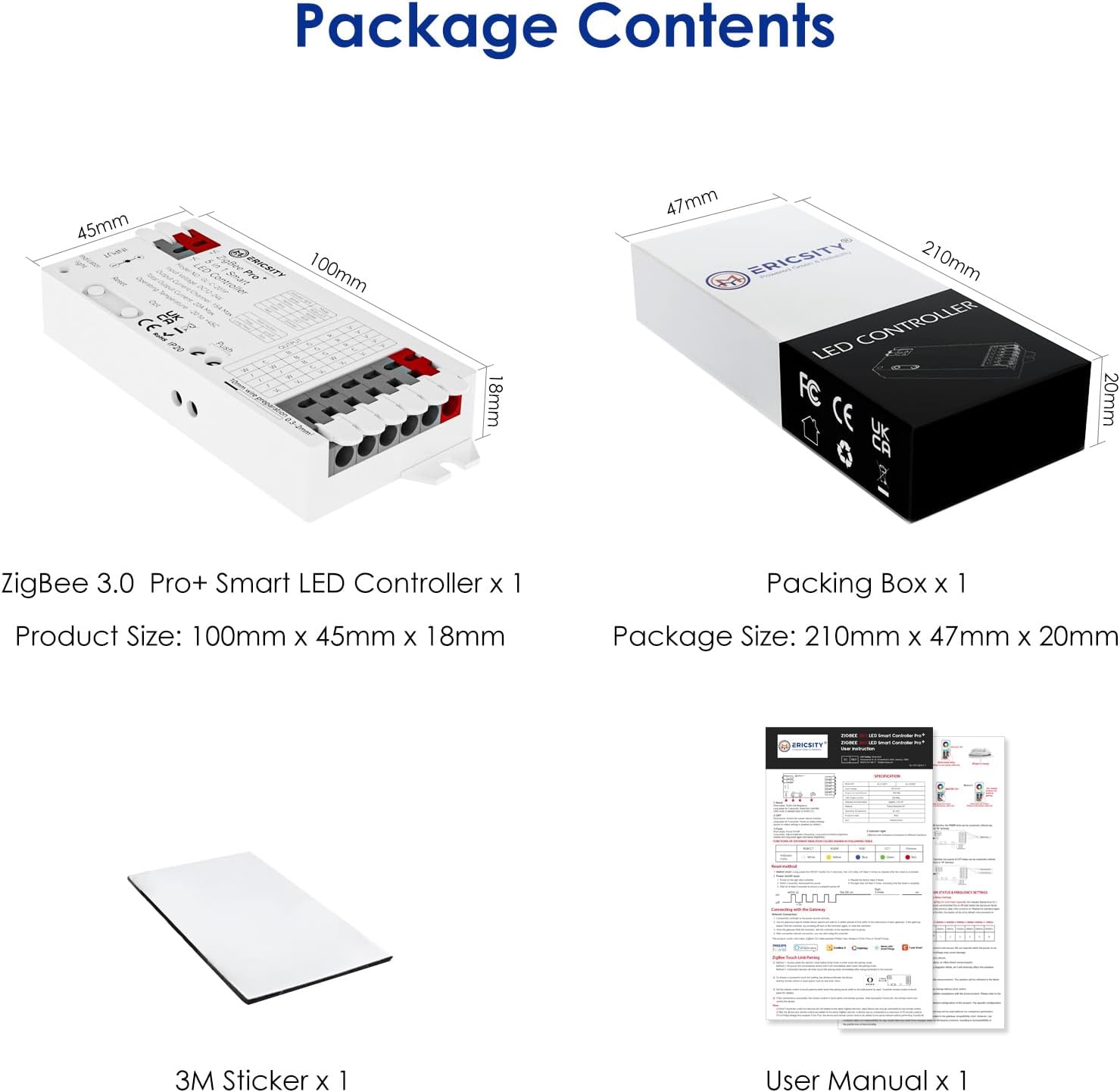 ZigBee 3.0 Pro+ Smart LED Controlador 5 en 1, 2.4GHz WiFi PWM LED Controlador 20A Max DC12-24V Compatible con Alexa Google Home Smart Life Tuya