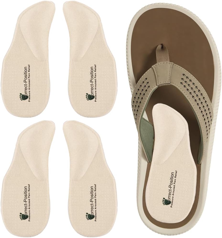 Correct Position’s – Almohadillas de talón con soporte de arco para pies planos, fascitis plantar, insertos de zapatos autoadhesivos para mujeres y