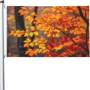 Bandera impresa de doble cara con hojas de arce otoñal de 3 x 5 pies, banderas de casa para jardín, patio, decoración del hogar, fiesta interior y Bandera impresa de doble cara con hojas de arce otoñal de 3 x 5 pies, banderas de casa para jardín, patio, decoración del hogar, fiesta interior y