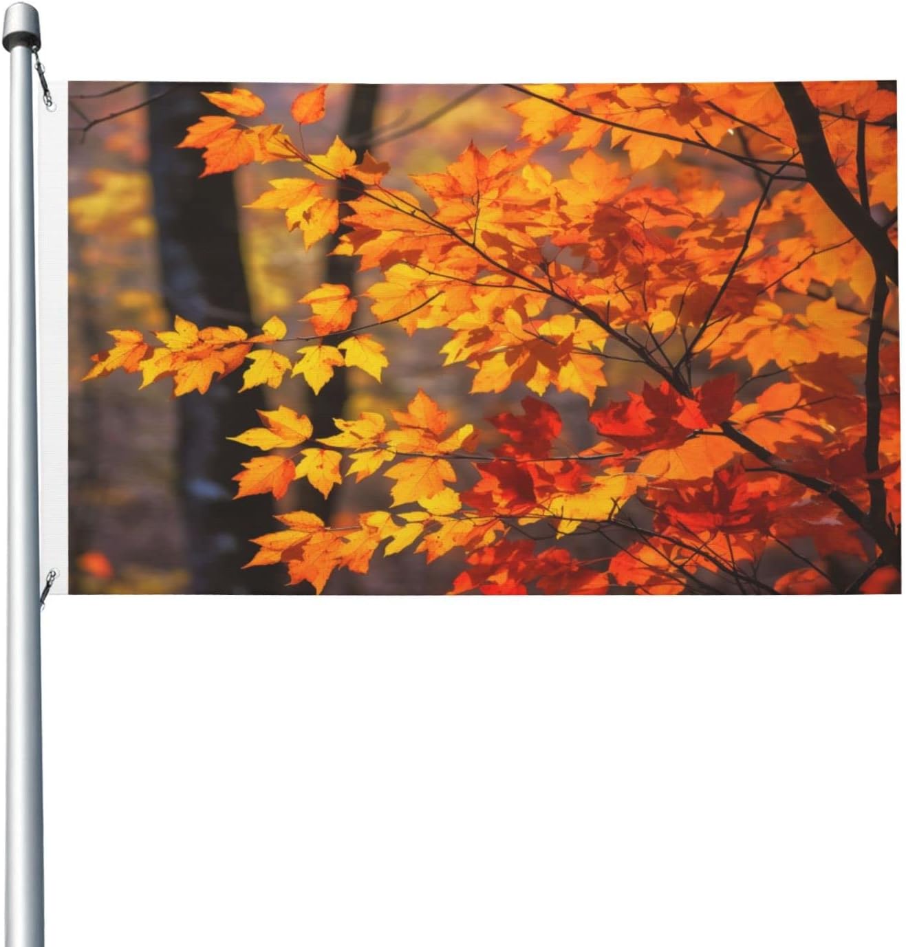 Bandera impresa de doble cara con hojas de arce otoñal de 3 x 5 pies, banderas de casa para jardín, patio, decoración del hogar, fiesta interior y