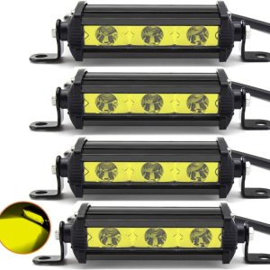 Willpower Barra de luz LED amarilla, 4 unidades, 4 pulgadas, 15 W, luz antiniebla de conducción delgada, luz todoterreno impermeable para SUV, ATV, Willpower Barra de luz LED amarilla, 4 unidades, 4 pulgadas, 15 W, luz antiniebla de conducción delgada, luz todoterreno impermeable para SUV, ATV,
