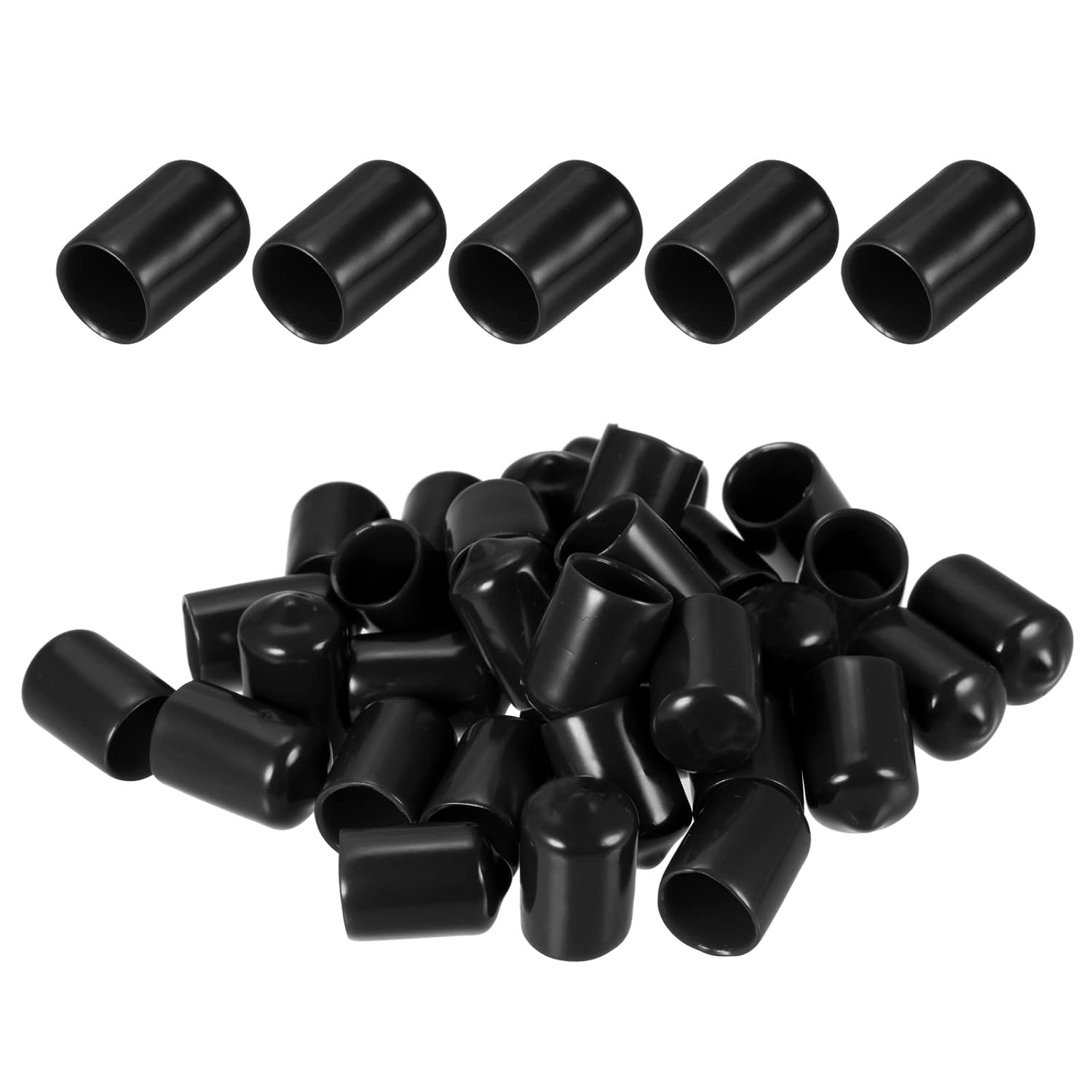 DMiotech Paquete de 50 protectores de rosca de tornillo negros ID de 12 pulgadas (0.472 in), tapas de goma para pernos de tornillo, tuberías de