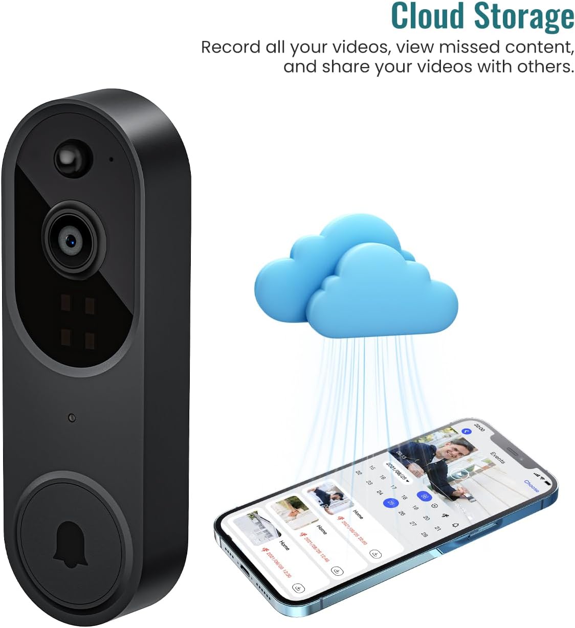 ALPHAPEACH Timbre de video 1080P inalámbrico para seguridad en el hogar con timbre de anillo, 100% sin cable, detección humana inteligente con