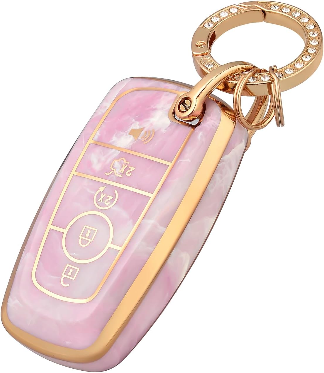 OFFCURVE Funda para llavero de coche compatible con Ford, rosa+llavero