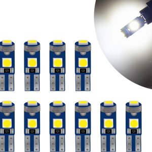 10 luces de instrumentos de coche T5, 3030 3SMD DC 12V luz indicadora LED de alto brillo, 6000K 50000H Canbus 360 Plug Play, compatible con 10 luces de instrumentos de coche T5, 3030 3SMD DC 12V luz indicadora LED de alto brillo, 6000K 50000H Canbus 360 Plug Play, compatible con
