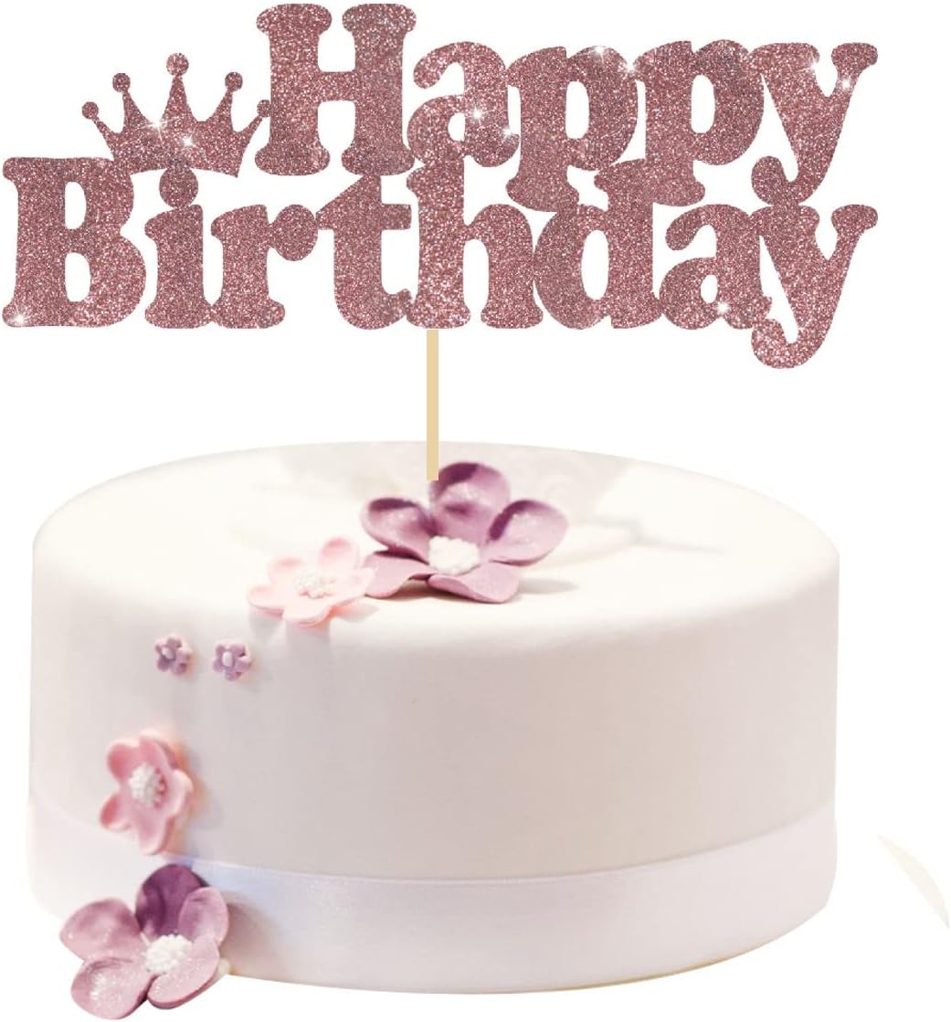 BRT Bearingshui Banda y tiara de cumpleaños número 58 para mujer, corona de banda de cumpleaños de oro rosa 58 fabulosa banda y tiara para mujer,
