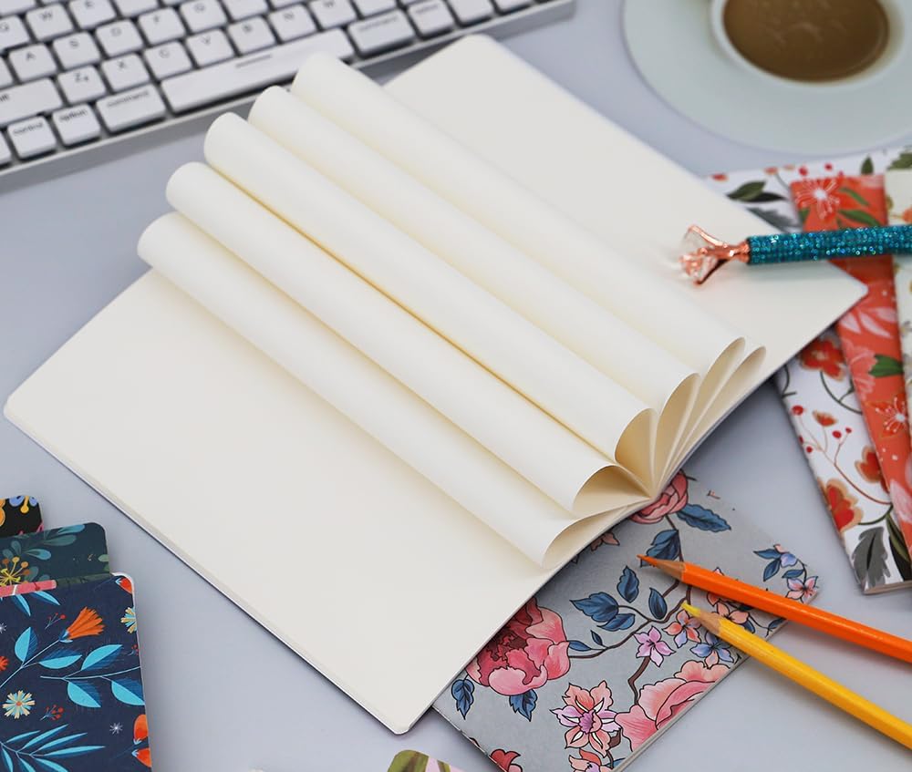 Paquete de diarios para escribir cuadernos A5 a granel, libro de bocetos, paquete de 12 con 60 páginas en blanco, 30 hojas y cubierta en relieve en