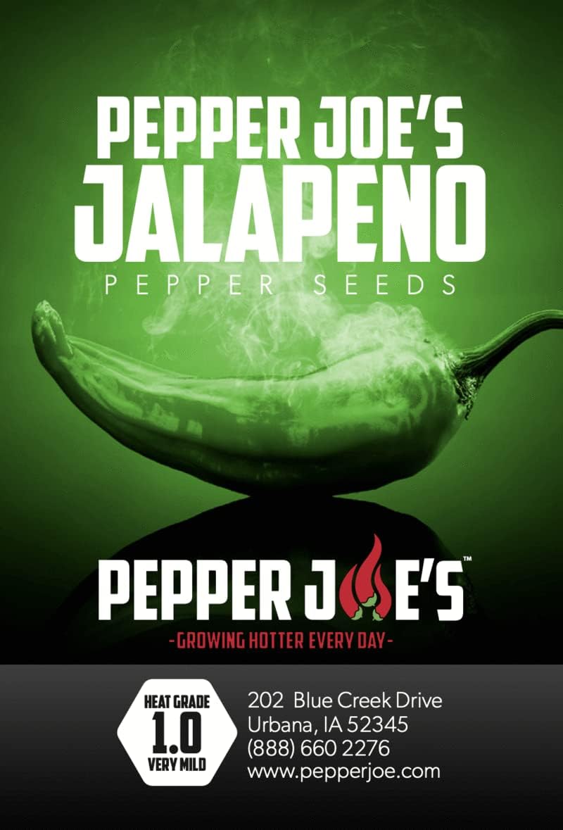 Pepper Joe’s Semillas de pimiento jalapeño  Paquete de 10 semillas exclusivas de pimienta tradicional  Cultivadas en Estados Unidos  Semillas de