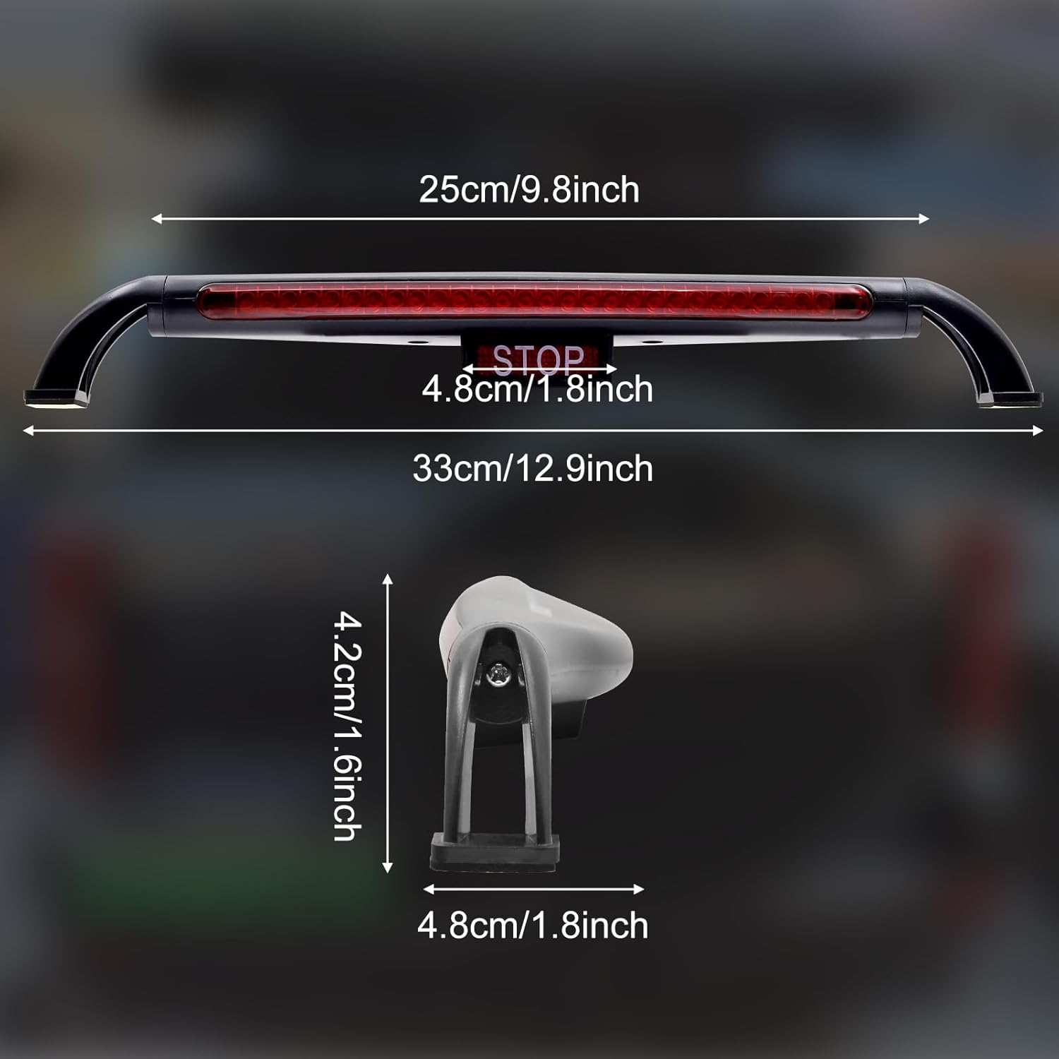 Ygmylandbb Tercera luz de freno LED, tercera luz trasera de freno de montaje alto, barra de luz roja universal para remolque, para automóvil, SUV,
