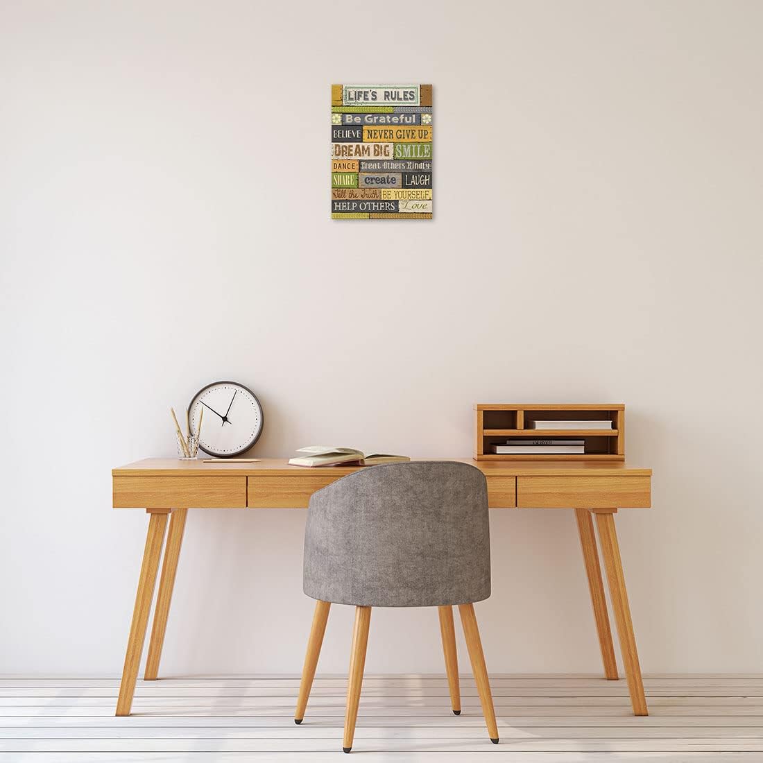 Merrleem Arte de pared con citas inspiradoras, reglas de la vida, decoración motivacional, impresión en lienzo para dormitorio, sala de estar (12 x