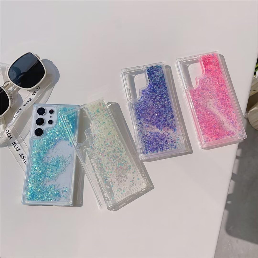 Compatible con fundas transparentes Samsung Samsung A32 4G, gradiente luminoso de arena movediza brillante brillante con purpurina líquida cascada