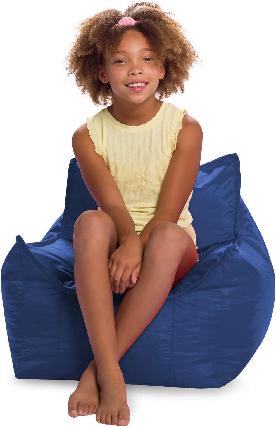 Posh Creations Newport – Puf, silla relajante para uso infantil para juegos, leer y ver la televisión, tamaño mediano, nailon suave, color azul