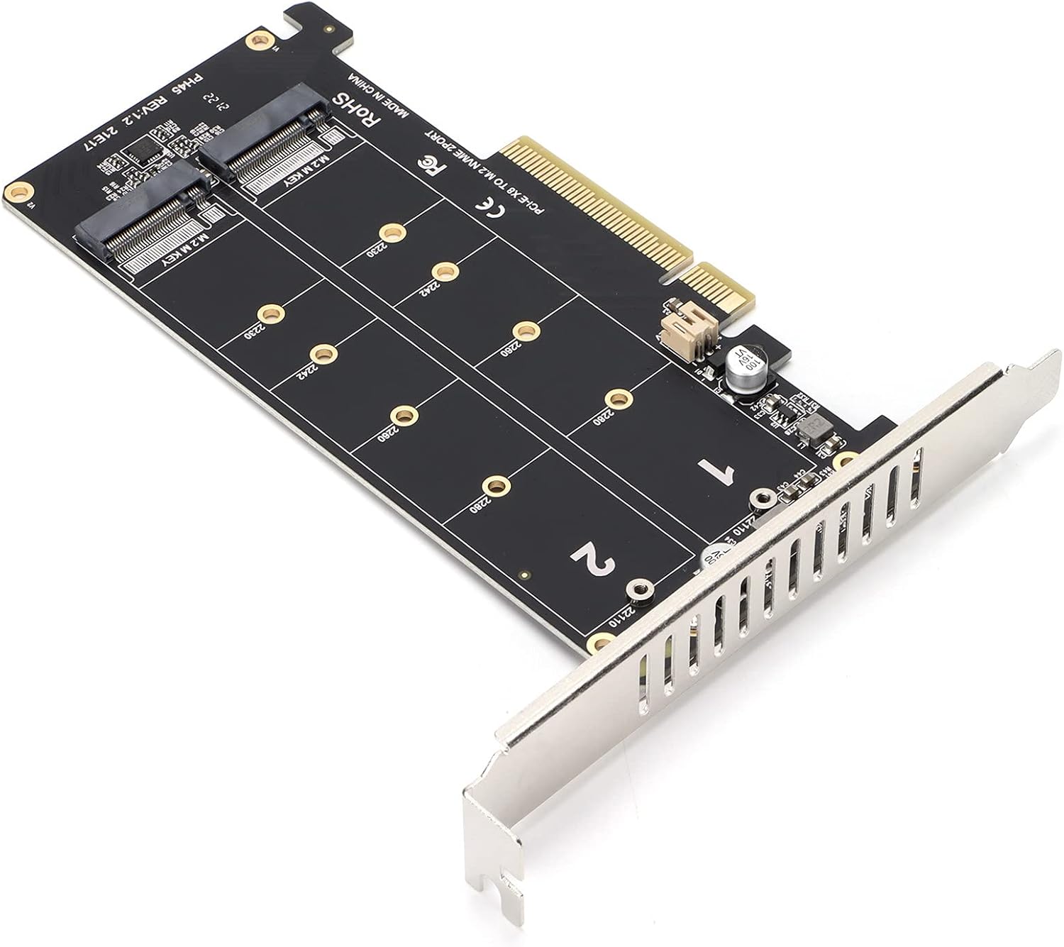 Tarjeta adaptadora dual M.2 NVMe SSD, PCIE X8 M, compatible con tarjeta de llave 2 X4 NVME SSDM.2 PCIE, 2 tarjetas de expansión de 32 Gbps para PC