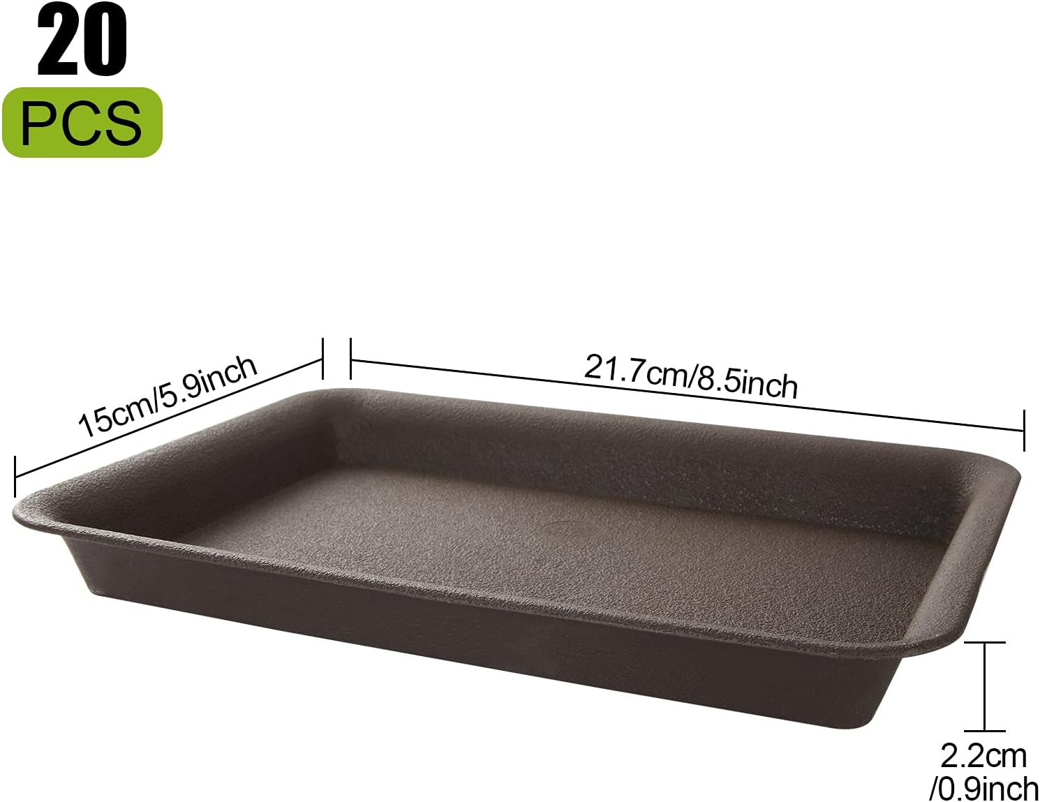20 bandejas de plástico para humedadgoteo, bandeja de maceta de 7.3 x 4.7 x 1 pulgada, platillo rectangular para plantas de interior y exterior,