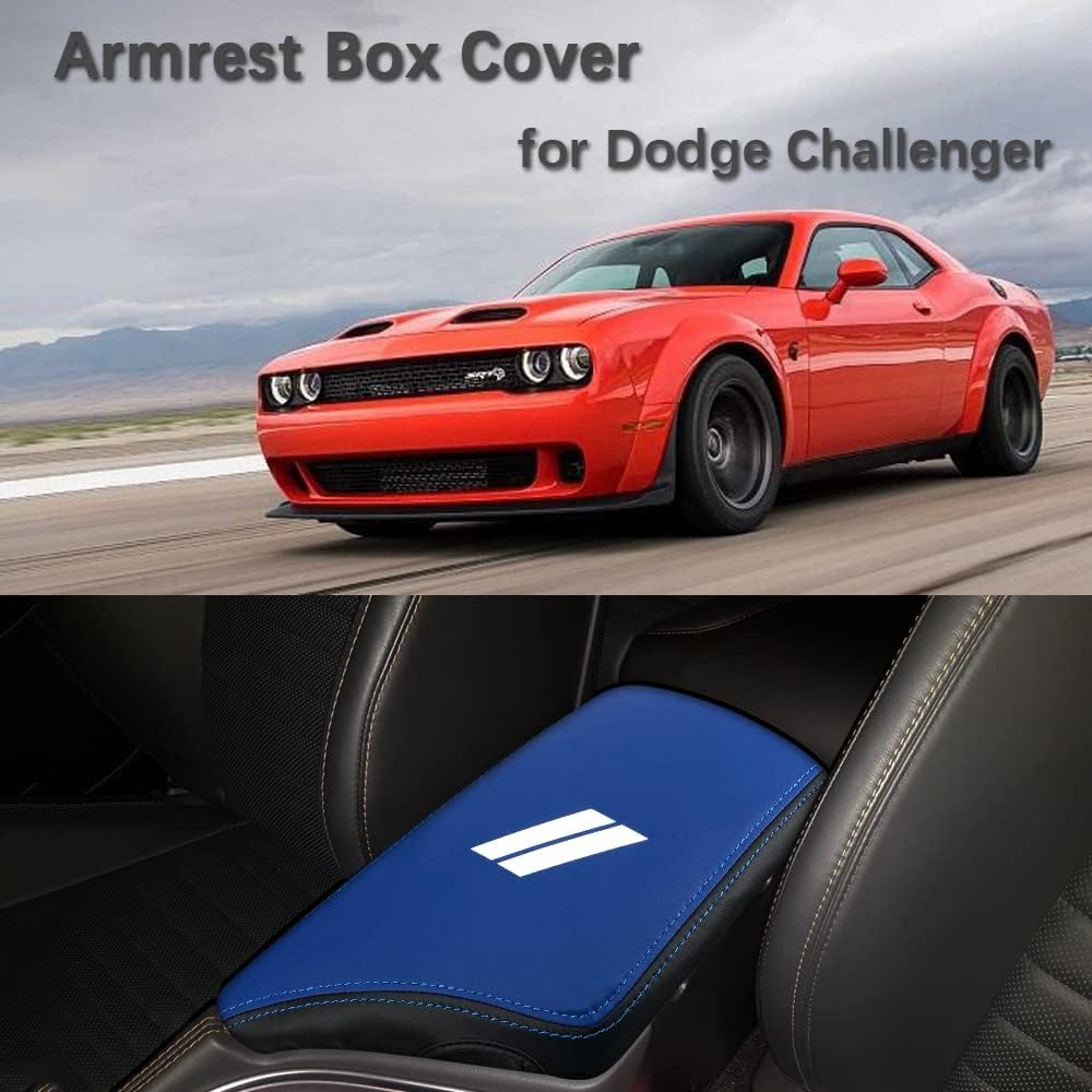 CEBAT – Funda para el reposabrazos de la consola central, de piel, antiarañazos, de protección, accesorios de decoración interior, para Dodge