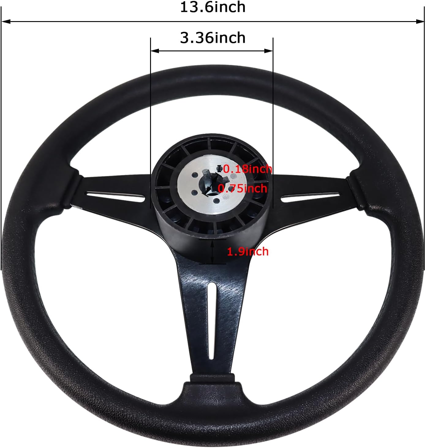 Volante de barco de 13.6 pulgadas con eje cónico de 34 pulgadas, volante de cuero de vinilo antideslizante para Seastar y Verad, etc. para barcos
