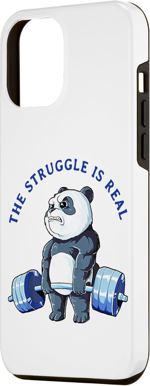 Funda divertida para iPhone 13 Pro Max con diseño de panda The Struggle is Real Bear Deadlift