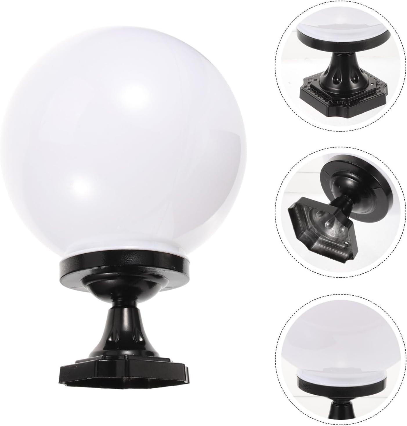 GANAZONO Lámpara de acrílico con juego de zócalos de 9.8 pulgadas, lámpara de globo de montaje en poste de 9.8 pulgadas, linterna exterior para