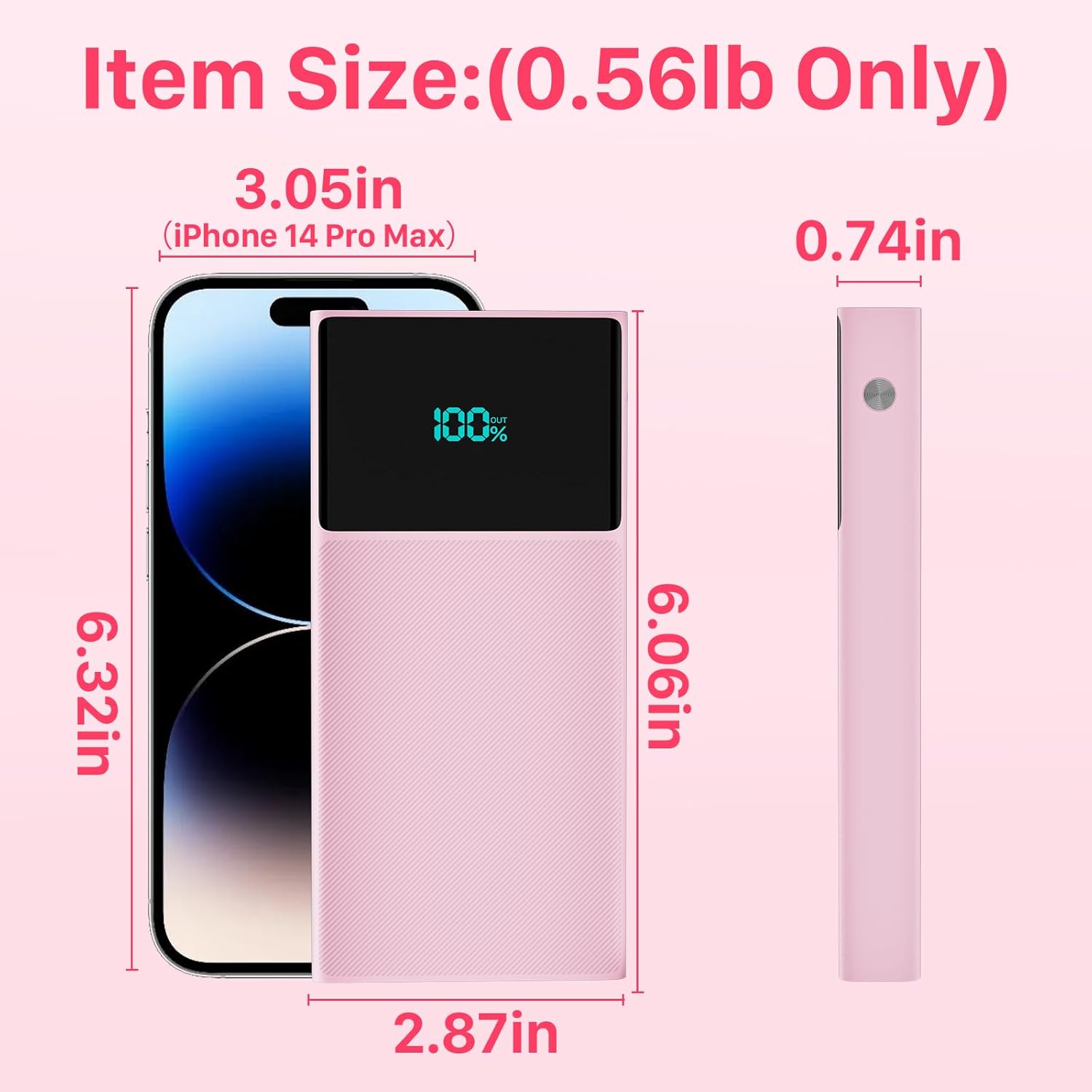 Cargador portátil con 2 cables integrados (USB-C e iOS), cargador de teléfono duradero de carga rápida PD de 13000 mAh con pantalla LED, cargador de
