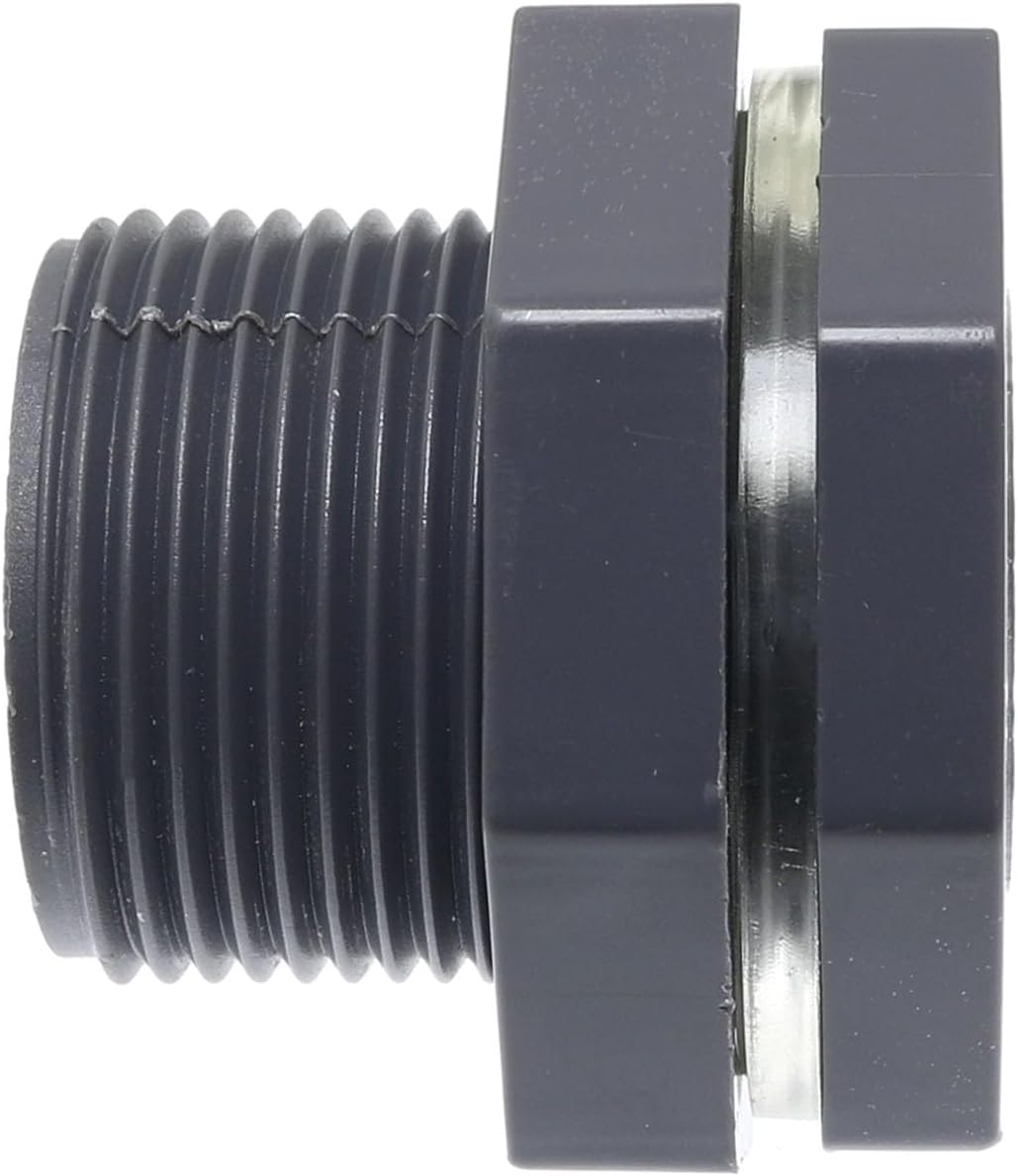 Montaje de mamparo de PVC de 34 pulgadas con tapones y junta de sello de silicona de 0.157 in de grosor, conector de tanque de agua de espita de