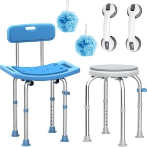 Medhelp Silla de ducha con respaldo para interior de ducha y taburete de ducha para bañera, taburete de ducha ajustable, asiento de baño Medhelp Silla de ducha con respaldo para interior de ducha y taburete de ducha para bañera, taburete de ducha ajustable, asiento de baño