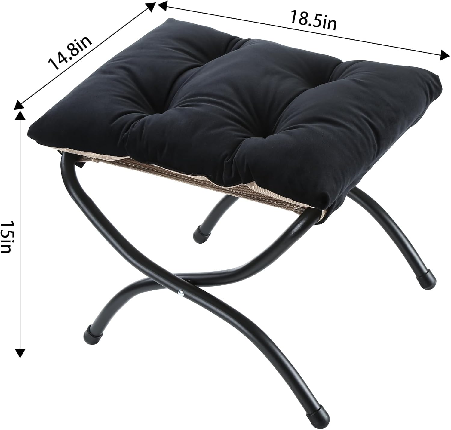 Taburete plegable de 15 pulgadas, reposapiés de acento pequeño, elegante otomana plegable con marco de metal, reposapiés plegable tapizado Morden