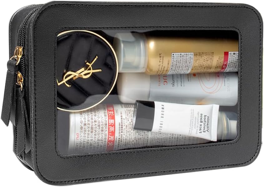 Bolsa de maquillaje transparente, bolsa de aseo aprobada por la TSA, bolsa de maquillaje de viaje, bolsa de viaje transparente para cosméticos,