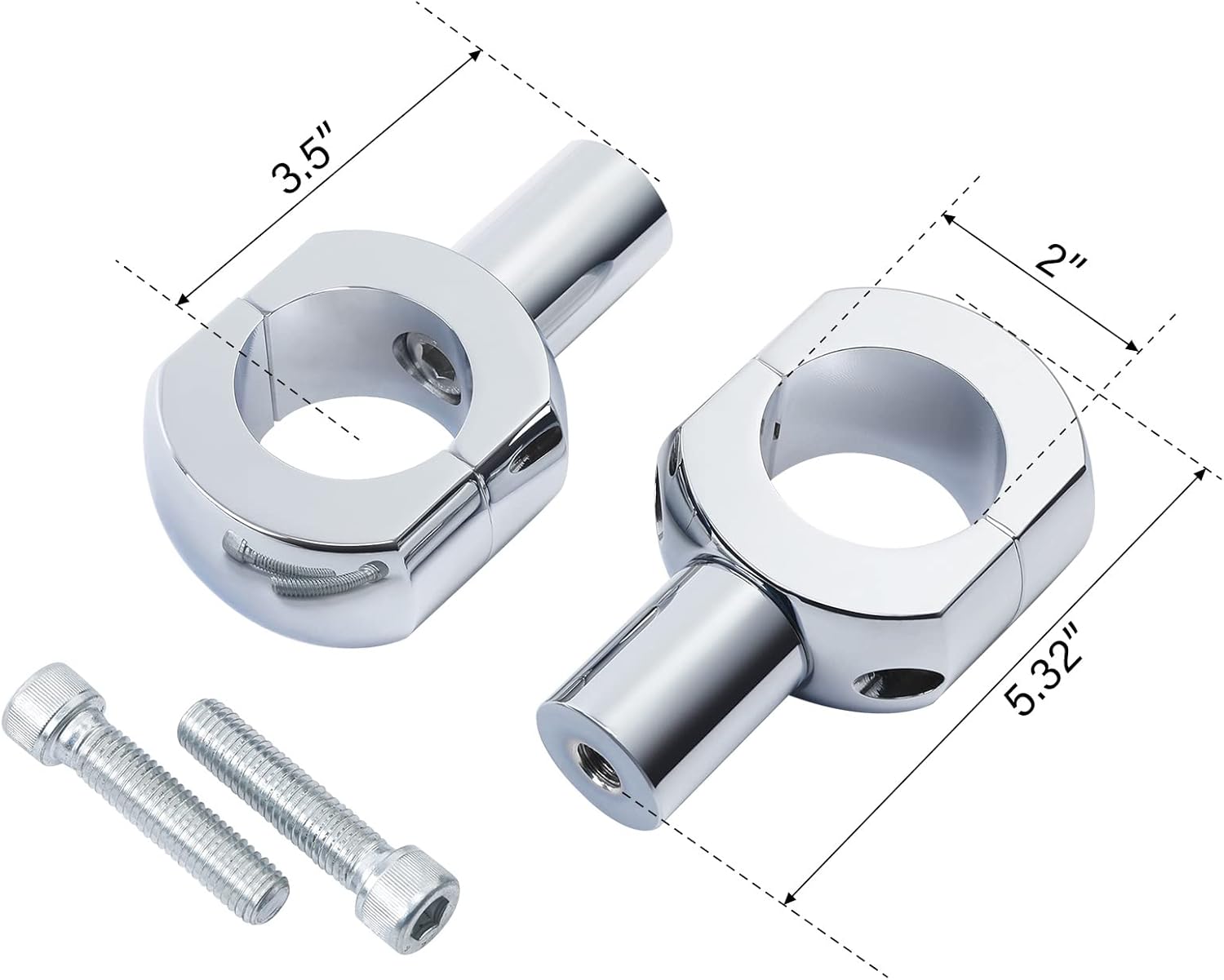 TCT-MOTORPARTS Manillar cromado Ape Hanger de 16 pulgadas con elevador de 2 pulgadas apto para Harley Road King, Sportster XL883 XL1200, Softail