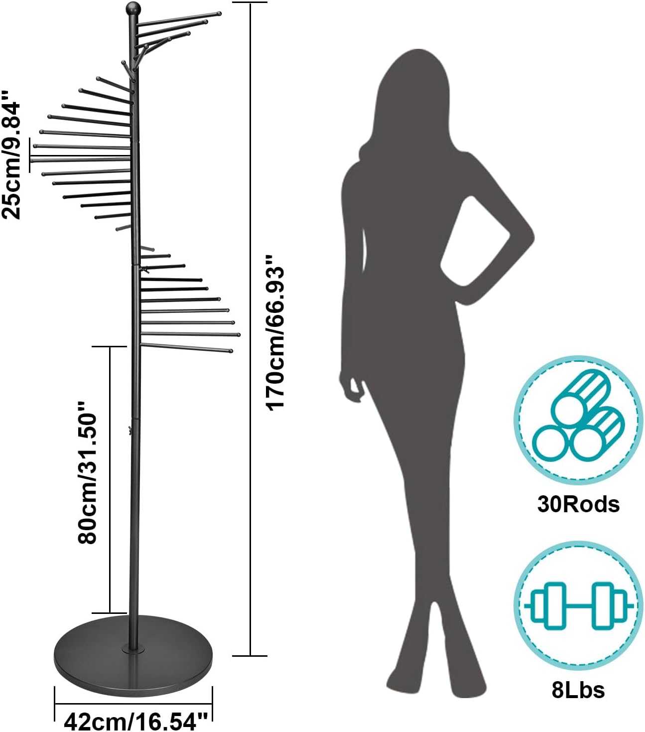Perchero de metal para bufandas, soporte independiente para bufandas en espiral, organizador comercial para hijab, cinturón y pantalones, colgador
