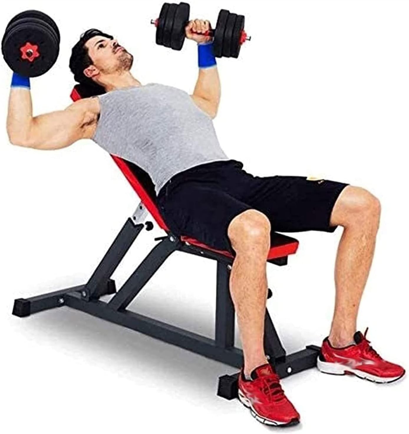 Banco de pesas ajustable, banco de pesas para entrenamiento de cuerpo completo, plegable, plano, inclinadodeclinado, ejercicio multiusos para