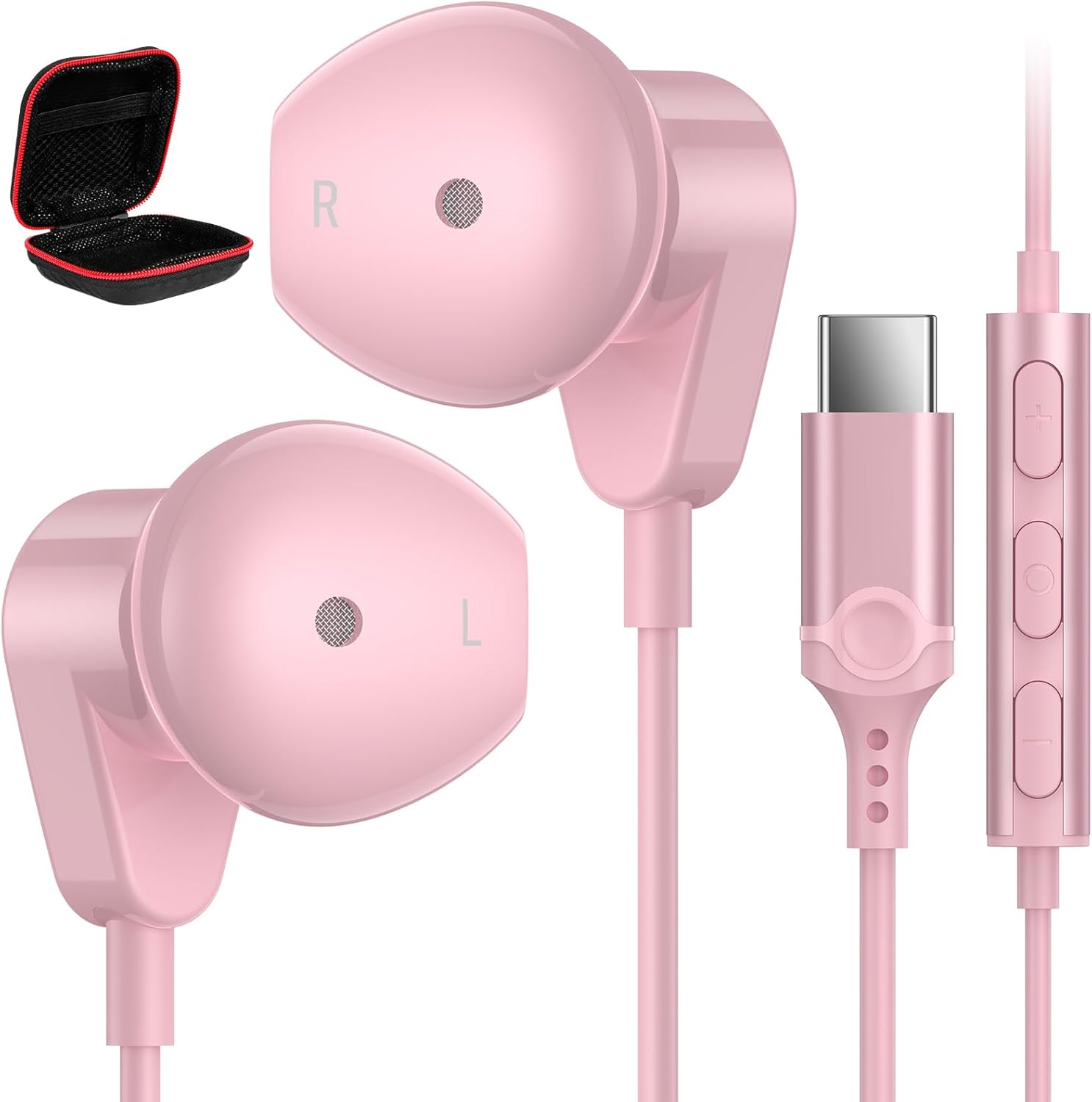APETOO Auriculares USB C para iPad Pro iPhone 15 15 Pro Max, auriculares estéreo de alta fidelidad USB tipo C, auriculares USB C con cable con