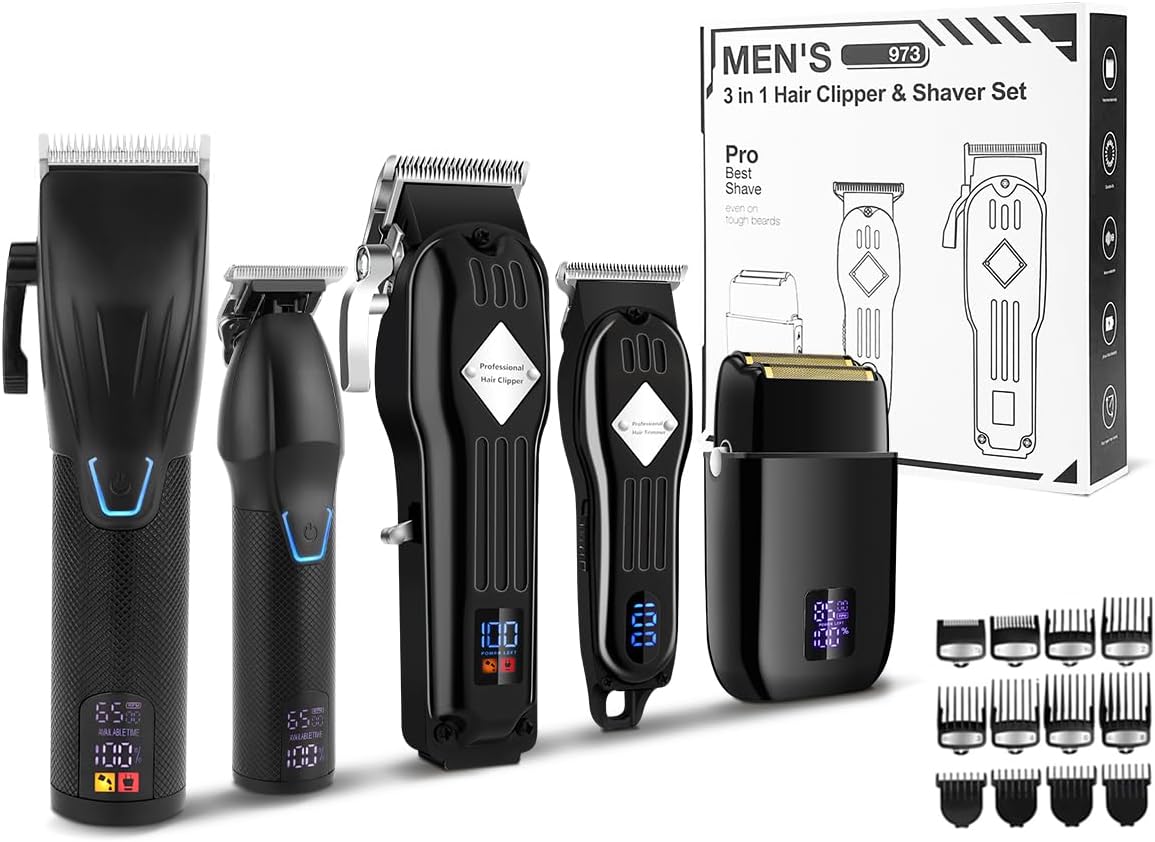 Karrte Kit profesional de cortapeloscortadora de pelobarba para hombres, kit de peluquería para cortadora de pelo (negro)