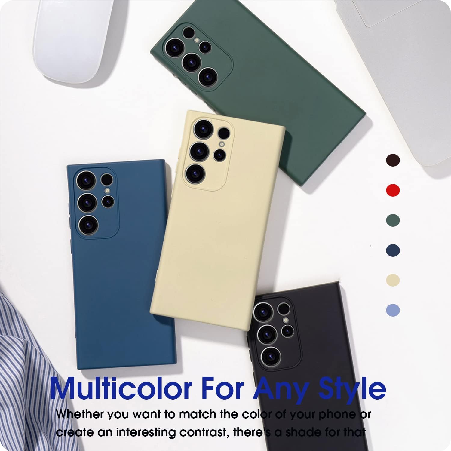 Funda compatible con Samsung Galaxy S23 Ultra, diseño delgado de silicona de 6.8 pulgadas, funda protectora elegante con forro de microfibra suave