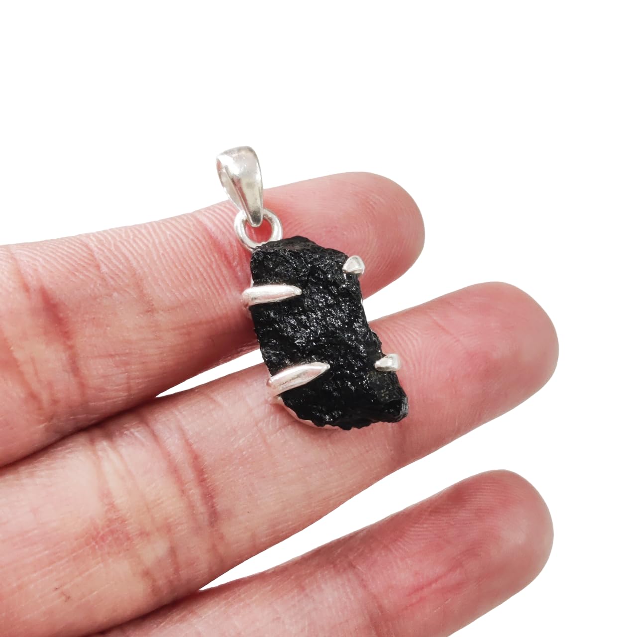 Rough Black Tourmaline Pendant, Natural Black Tourmaline Pendant, October Birthstone, Womens Pendant Necklace, 925 Sterling Silver, Christmas,