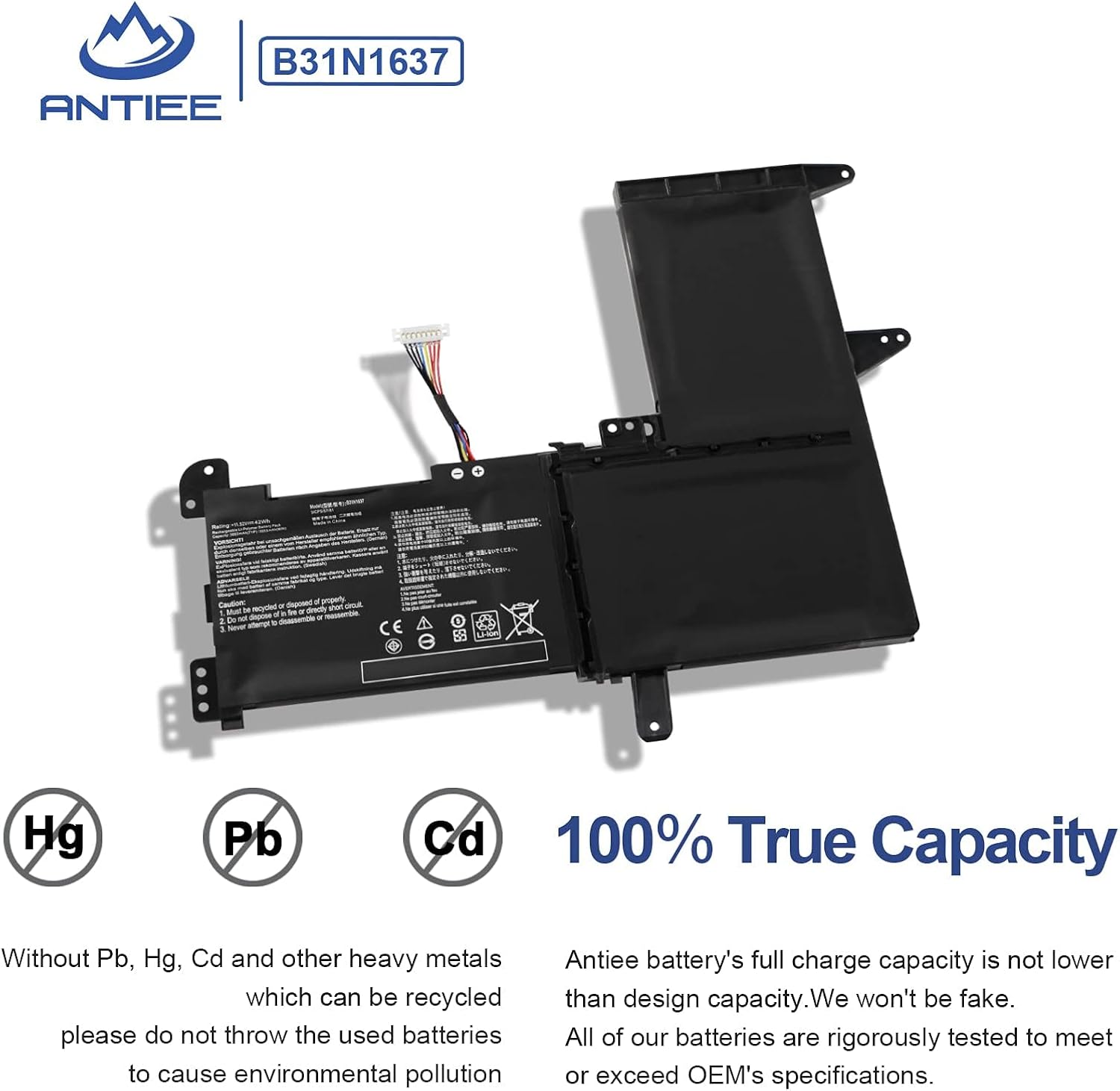 ANTIEE B31N1637 C31N1637 – Batería de repuesto para portátil ASUS VivoBook X510 X510U X510UQ X510UA X510UAR X510UF S15 S510U S510UF S510UQ S510UN