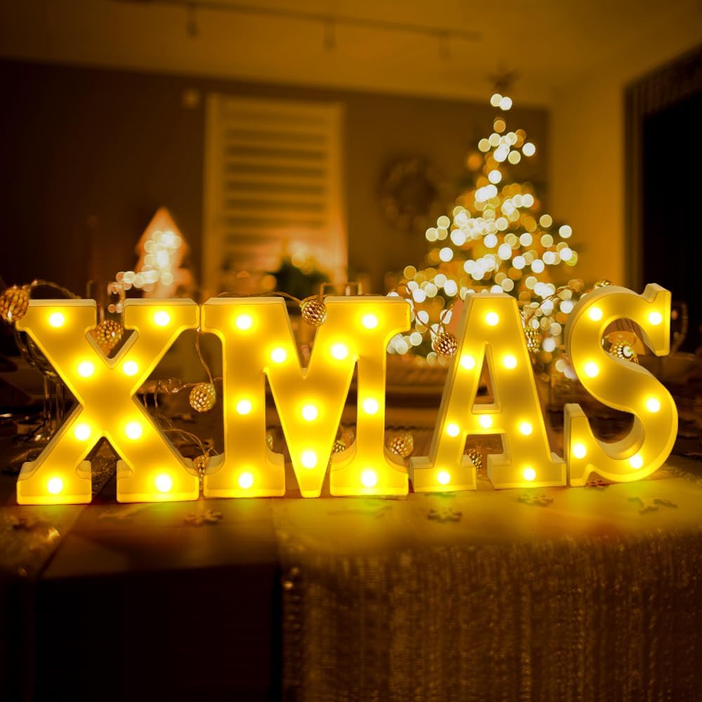 XIMISHOP Decoración de Navidad para interiores, 4 luces LED de marquesina iluminadas, luces de Navidad para Navidad, hogar, cocina, chimenea,