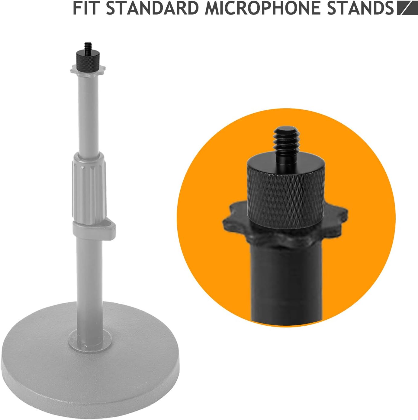 Frgyee Adaptador de tornillo de micrófono, adaptador de rosca hembra de 58 pulgadas a macho de 14 pulgadas para soporte de micrófono, monitor de