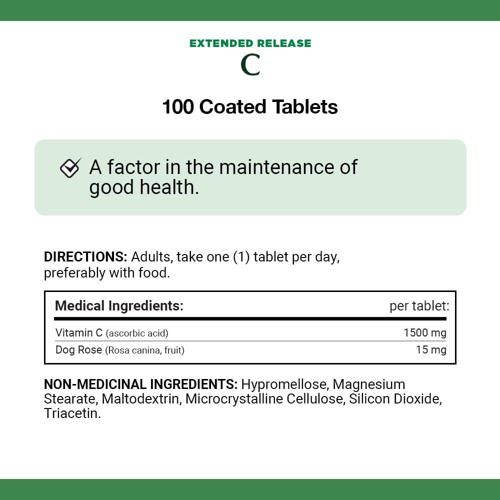 Nature’s Bounty Vitamina C-1500mg de liberación prolongada con escaramujos 100 unidades