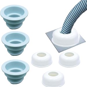 Paquete de 3 anillos de sello de tubo de drenaje (azul) + 3 piezas de cubiertas decorativas (blanca), manguera de drenaje desodorante de silicona Paquete de 3 anillos de sello de tubo de drenaje (azul) + 3 piezas de cubiertas decorativas (blanca), manguera de drenaje desodorante de silicona