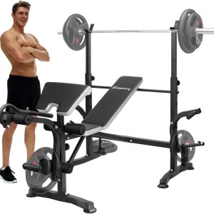 Edostory Juego de banco de pesas ajustable olímpico, equipo de entrenamiento para entrenamientos en casa, prensa de banco con rizo de predicador, Edostory Juego de banco de pesas ajustable olímpico, equipo de entrenamiento para entrenamientos en casa, prensa de banco con rizo de predicador,