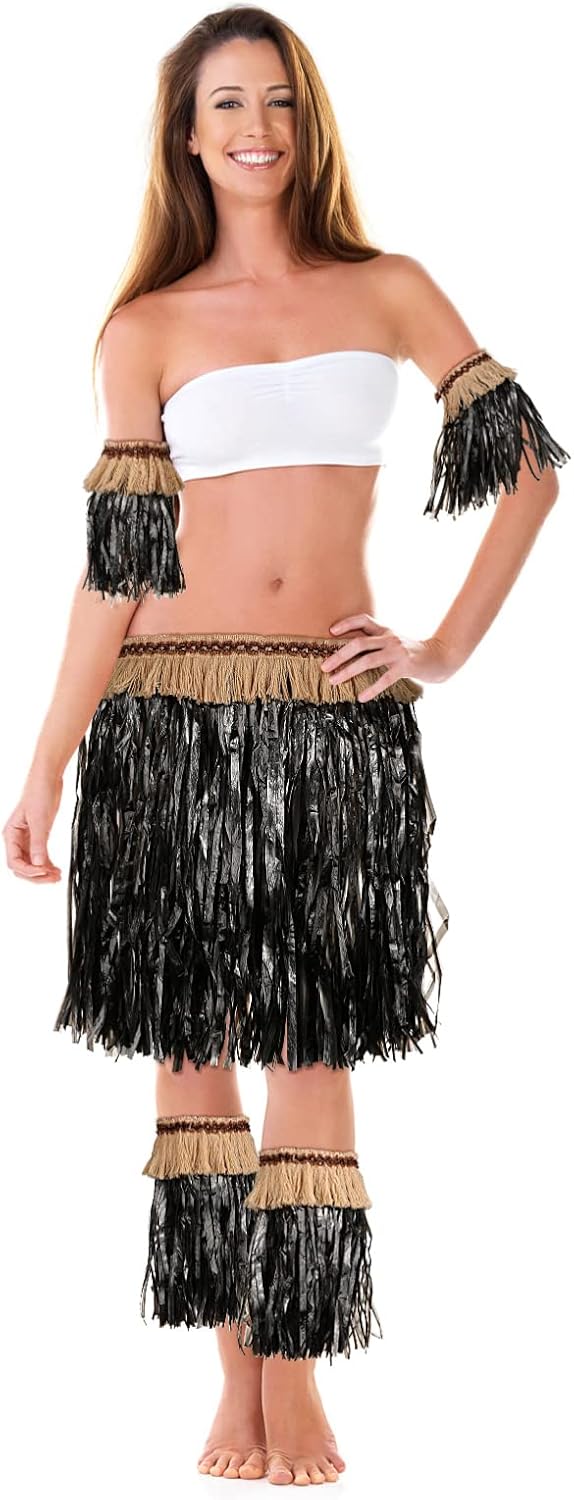 Abaodam Faldas hawaianas Luau Hula, juego de faldas de hierba negra, decoraciones de fiesta, suministros para fiestas de disfraces, cumpleaños,