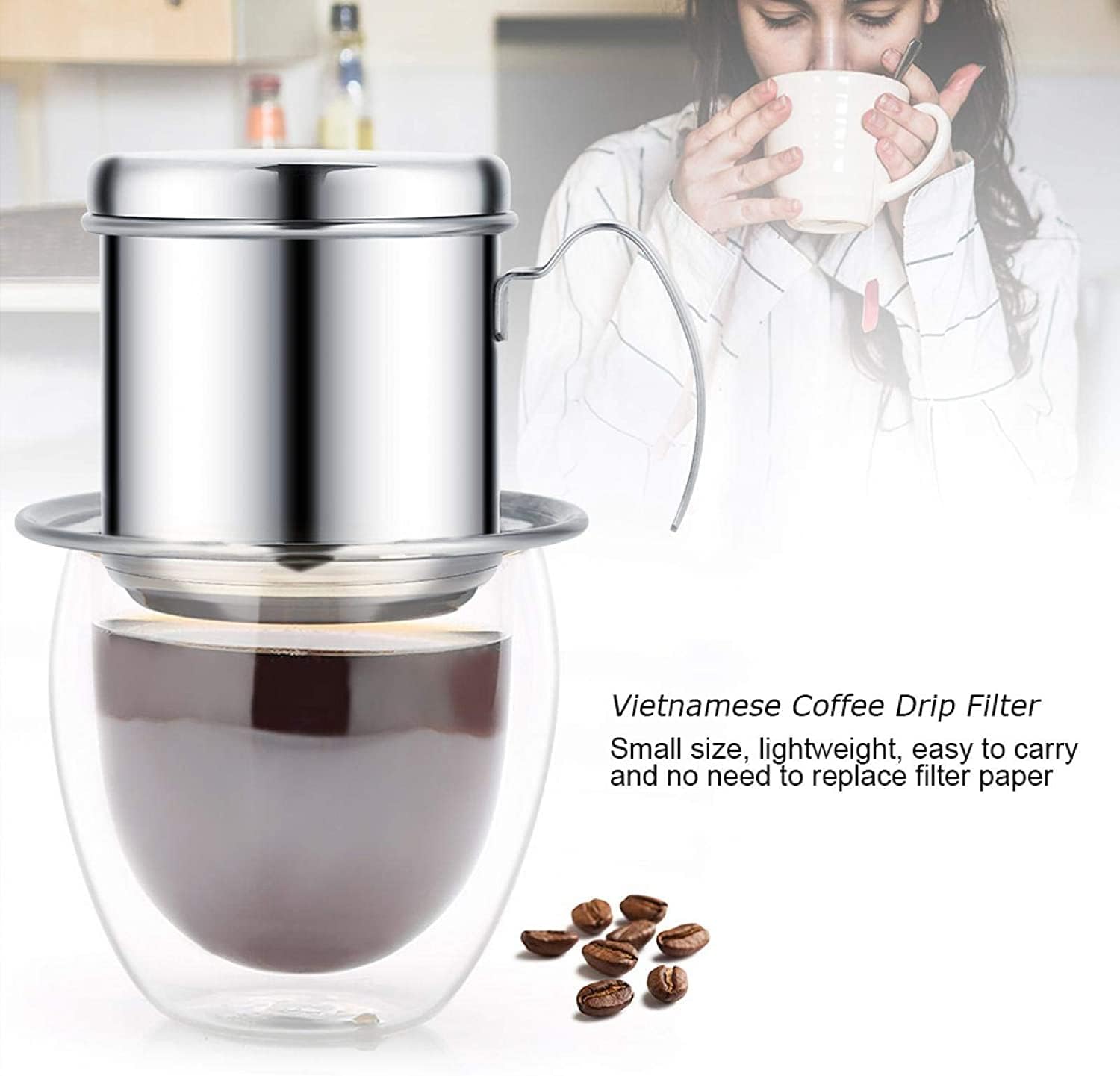 Filtro de café vietnamita, filtro de goteo de café vietnamita, cafetera vietnamita, cafetera de una sola porción, filtro de infusor de café manual,
