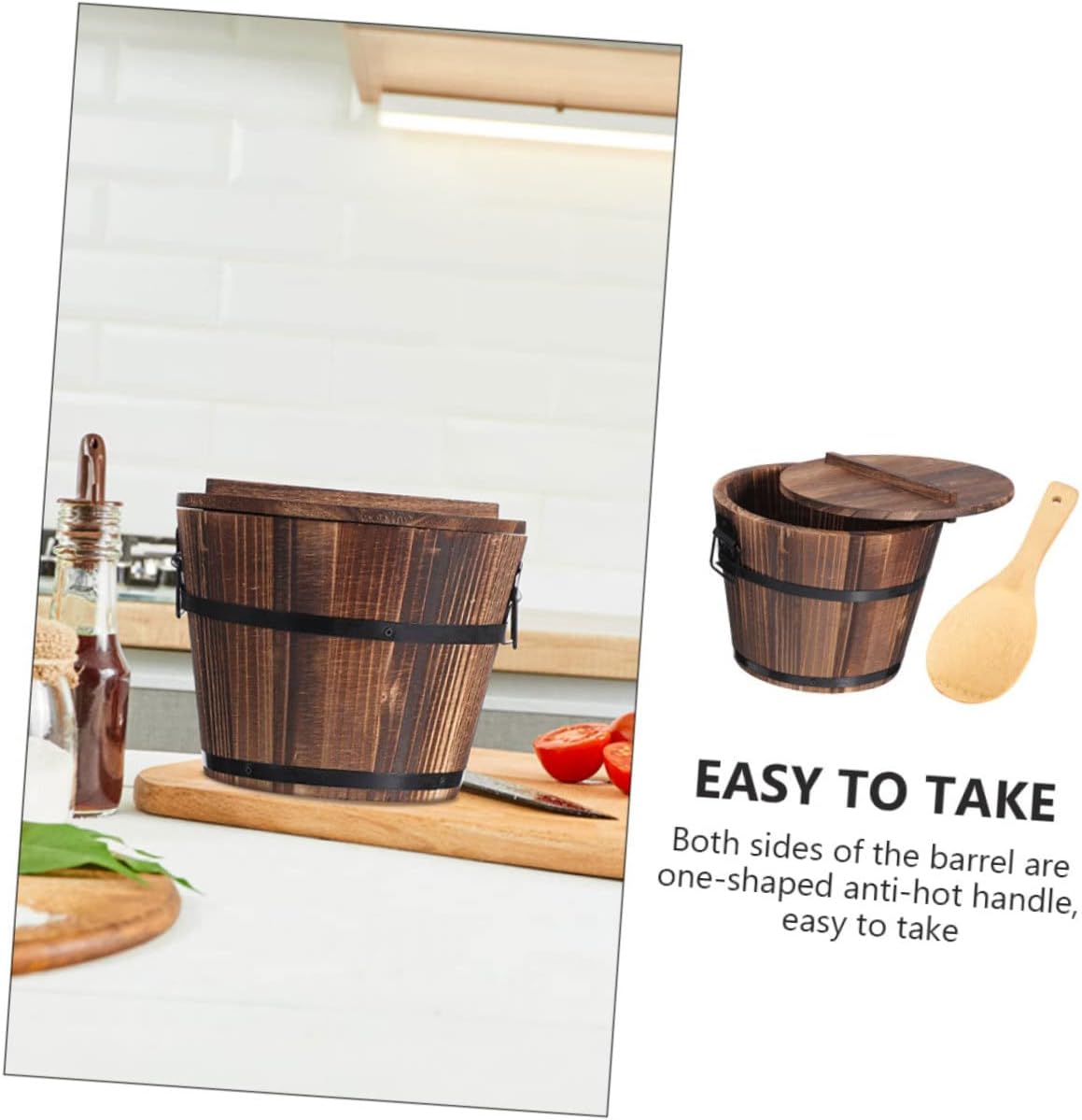 Cubo de almacenamiento de alimentos Bandeja de madera para servir bandeja redonda para servir Bandeja de herramientas Bandeja de madera con tapa