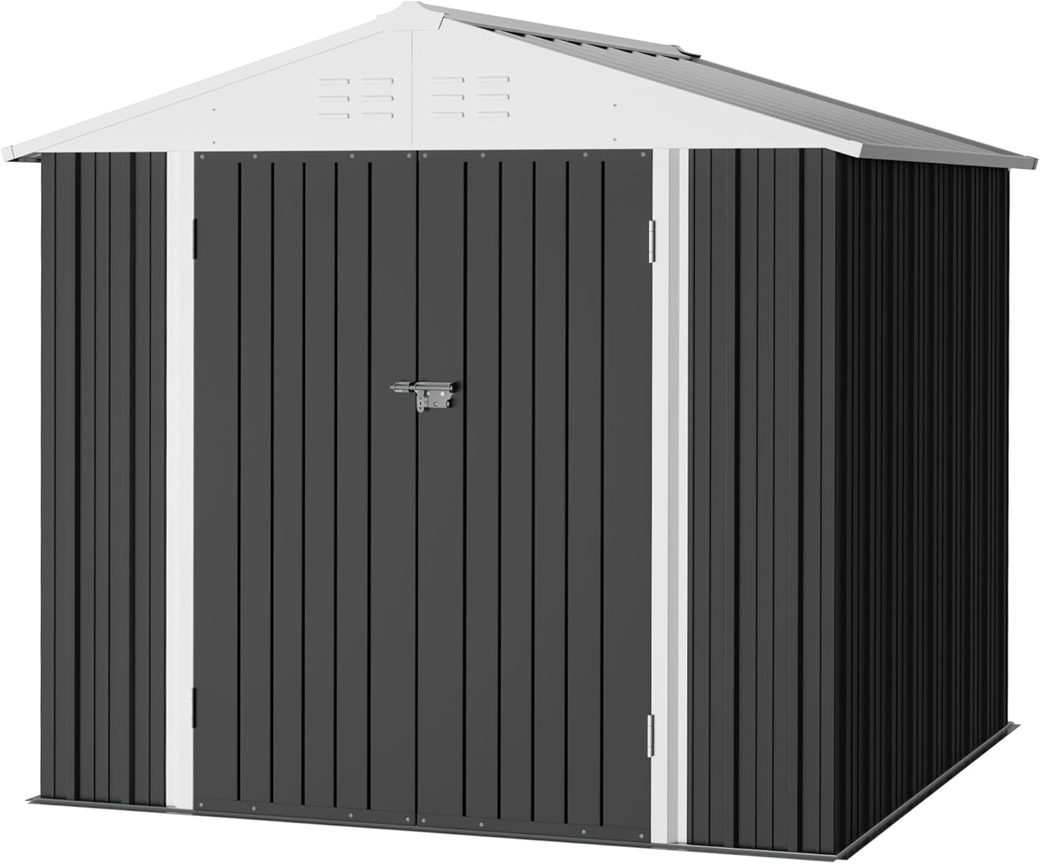 Homall Cobertizo de almacenamiento para exteriores, cobertizos de jardín de metal de 8 x 6 pies y casa de almacenamiento al aire libre con puerta