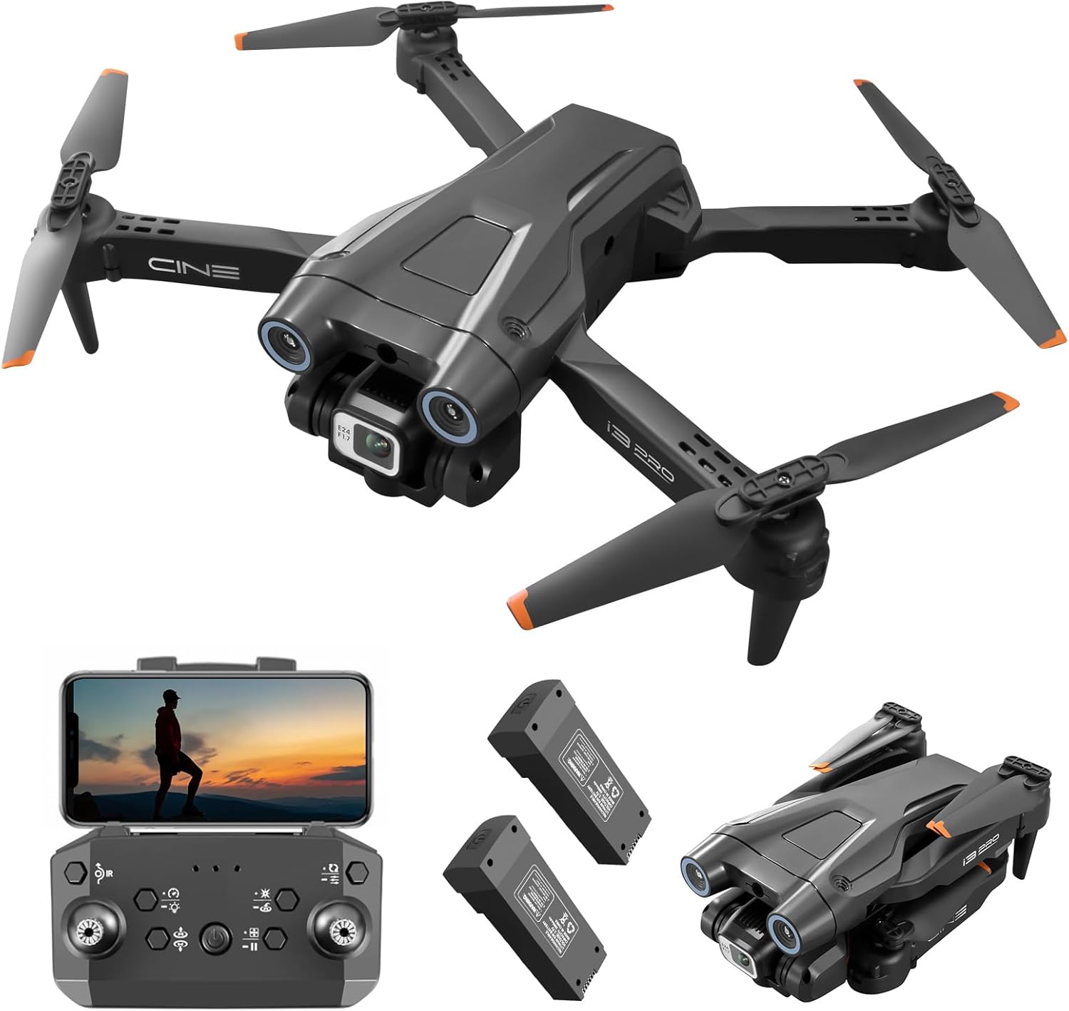 Dron para niños y adultos, cuadricóptero RC con cámara FPV HD 1080P para principiantes, mini dron plegable con evitar obstáculos, modo sin cabeza,