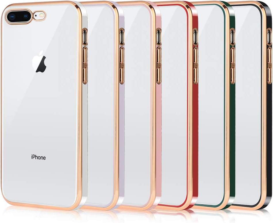 MOWIME Funda transparente para iPhone 7 Plus, iPhone 8 Plus, carcasa protectora transparente de TPU suave, antiarañazos, a prueba de golpes, color