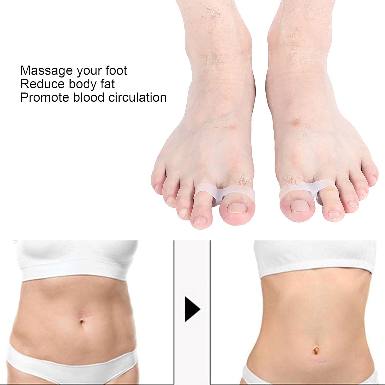 2 piezas de anillos magnéticos para dedos de los pies, de silicona, para masaje de pies, metabolismo, herramienta magnética de masaje de pies,