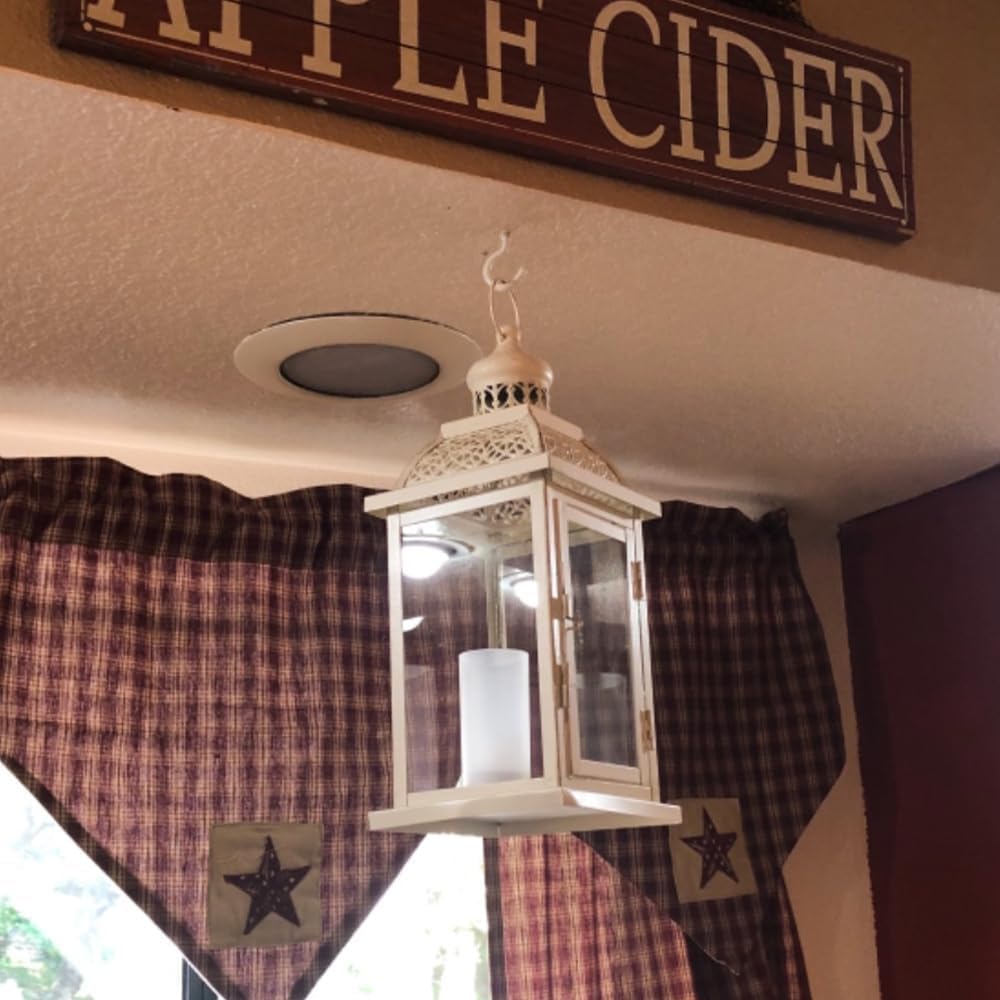 DECORKEY Farol decorativo para interiores y exteriores, faroles grandes de 14.4 pulgadas con vidrio, portavelas de metal colgantes vintage para mesa - Imagen 5