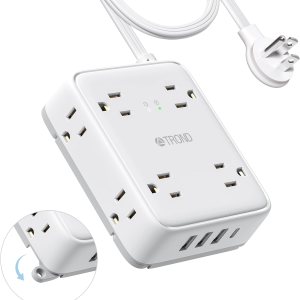 TROND Regleta protectora de sobretensiones con USB, enchufe plano ultrafino, cable de extensión de 5 pies de 1625 W, 3 USB A y 1 USB C, 8 salidas AC TROND Regleta protectora de sobretensiones con USB, enchufe plano ultrafino, cable de extensión de 5 pies de 1625 W, 3 USB A y 1 USB C, 8 salidas AC