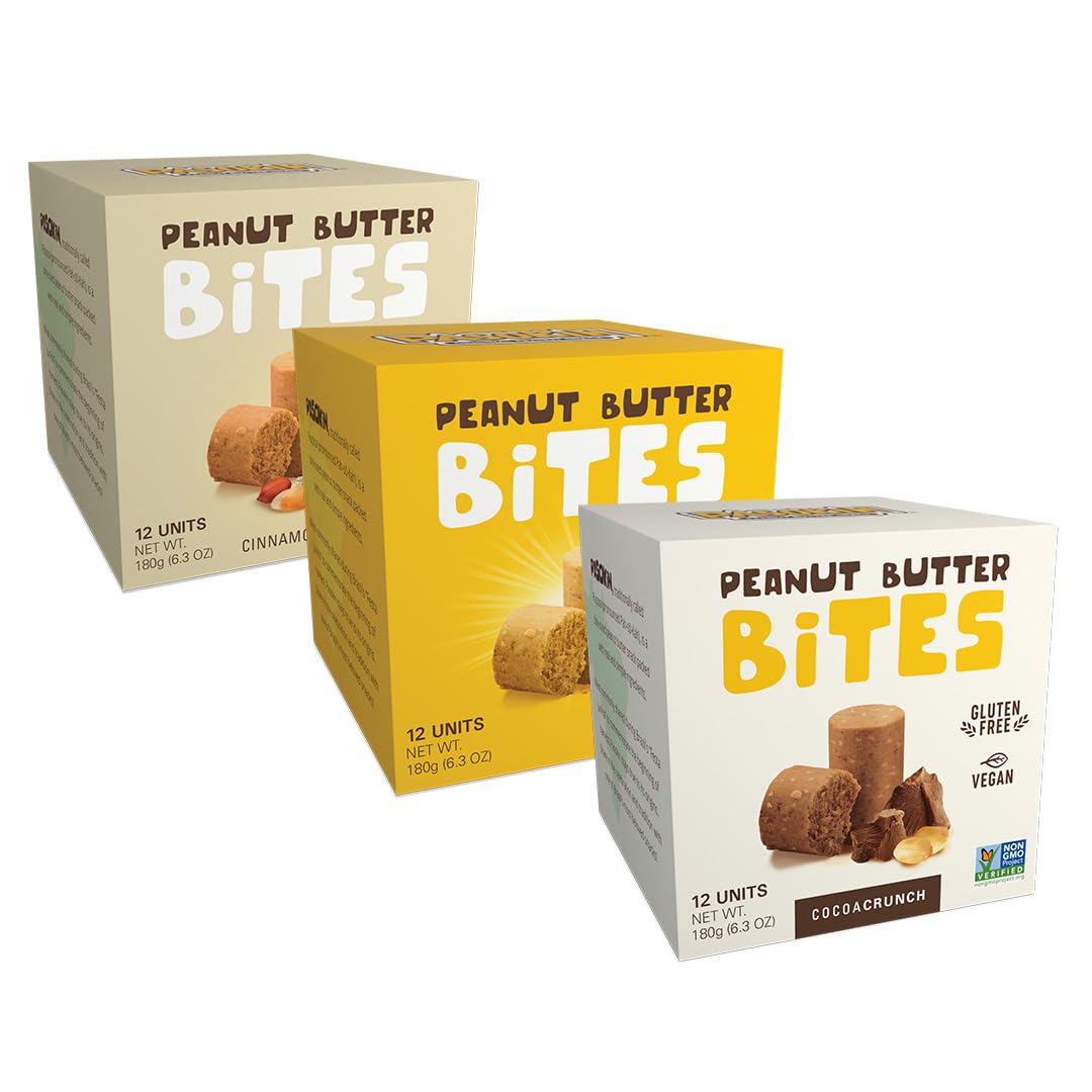 Pasokin Paquete variado más vendido. Bocados de mantequilla de maní totalmente naturales, veganos, sin gluten, sin OMG, kosher y fabricados en